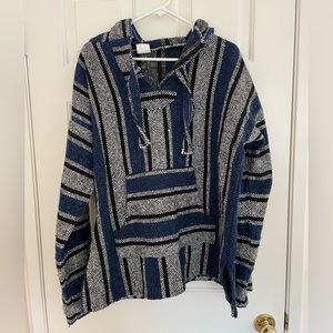 Blue/White men’s poncho sweatshirt